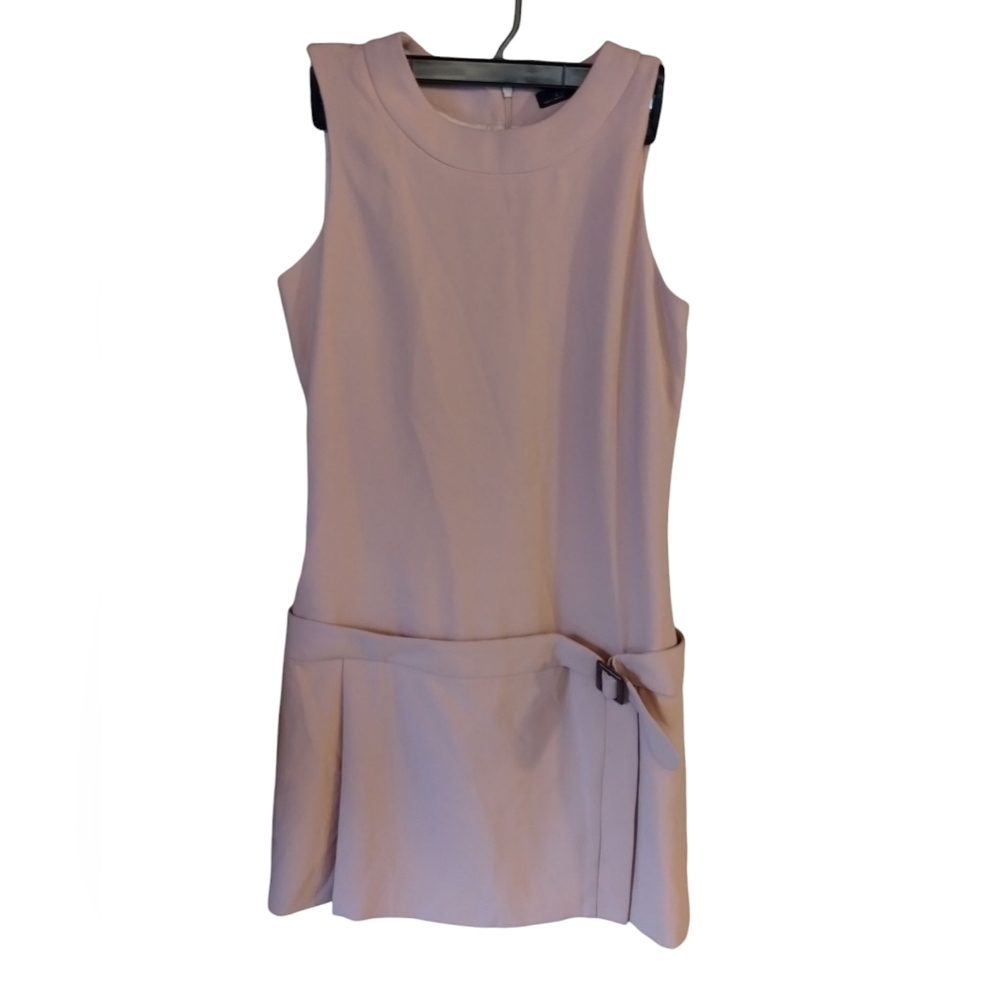 Zara Women Blush Pink Sleeveless Dress Super Cute Belted Drop Waist Size XS